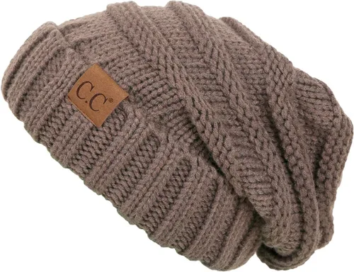 Vista 274 de Funky Junque Gorro de moda de punto trenzado de talla extragrande, grueso, abrigado, suave y holgado