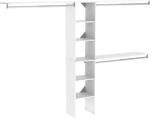 Vista 17 de ClosetMaid SuiteSymphony Juego de organizador de armario de madera con torre, 3 varillas para colgar, estantes superiores, 2 cajones, ajustable