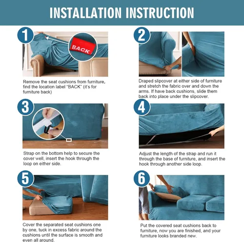 Vista 7 de ele ELEOPTION Fundas de sofá biplaza de alta elasticidad para sofá de 2 cojines, fundas de sofá biplaza para protector de muebles, juego de sofá