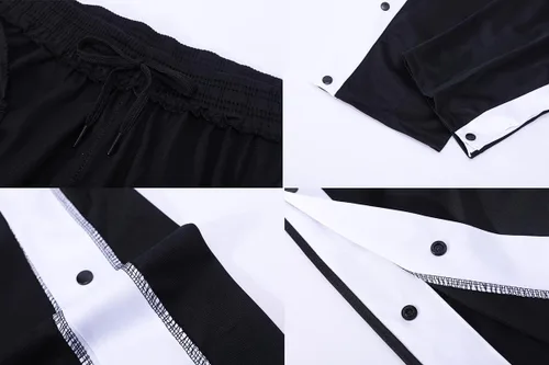 Vista 7 de THWEI Pantalones de chándal poscirugía con botón a presión para hombre Negro