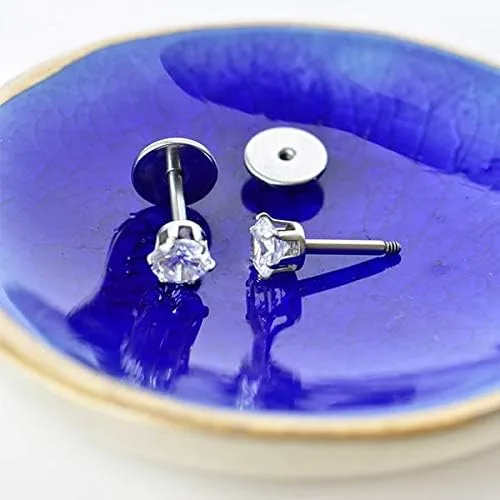 Vista 2 de Aretes ComfyEarrings con tuerca y cristales CZ de 0.15 pulgadas