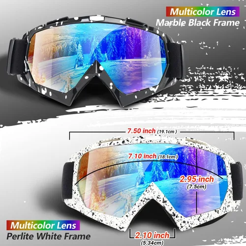 Vista 2 de Braylin Gafas de esquí para adultos, paquete de 2 gafas de snowboard para jóvenes, adolescentes, hombres y mujeres, gafas de moto de nieve de visión