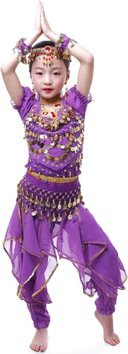 Vista 3 de Astage GirlS Belly Dance Costumes,Long Sleeve Highlights Top,Pants