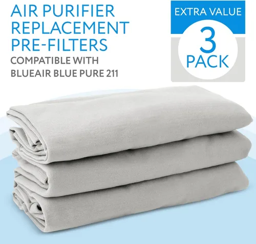 Vista 2 de IMPRESA Paquete de 3 prefiltros de repuesto 211 – Compatible con filtro purificador de aire Blueair Blue Pure 211+ – Tela gris roca lunar – Diseño