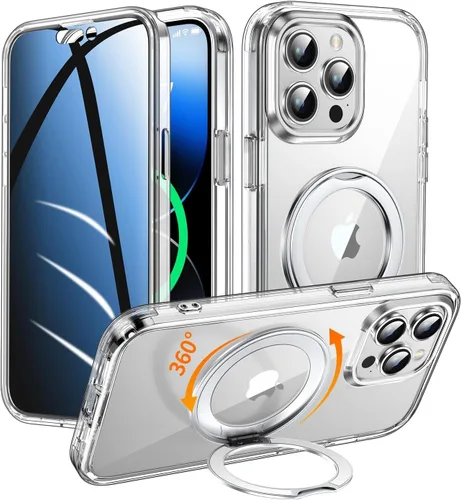Vista 8 de Funda de privacidad para iPhone 13/iPhone 14 con soporte de 360° [protector de pantalla antiespía integrado] [compatible con MagSafe]