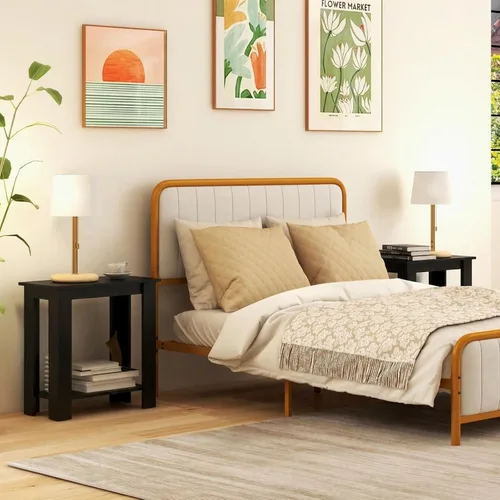 Vista 9 de Giantex Narrow End Table, 2-Tier Side Table with Open Storage Shelf, Retro Wood Sofa Table Bedside Tables for Small Spaces, Slim Nightstand for