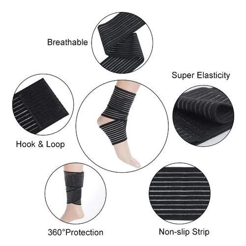 Vista 3 de Rbenxia - Banda elástica de compresión para el tobillo y correa de tobillo ajustable Black,Breathable Ankleband,Stabilising Ligament,Joint