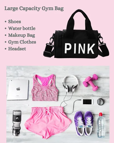Vista 6 de Bolsa de gimnasio pequeña estética, bonita bolsa de lona con asa, bolsa de viaje para el hombro, bolsa cruzada resistente para deportes de natación