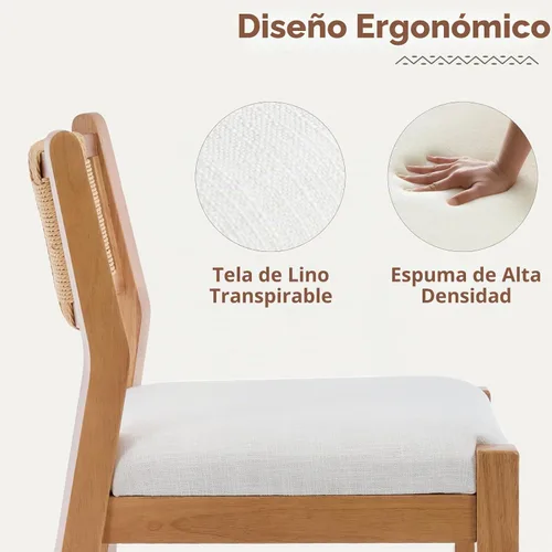 Vista 4 de CIMOTA Taburetes de bar de ratán de altura de mostrador, juego de 2, taburetes de bar de 26" estilo granja con respaldos tejidos, sillas de bar