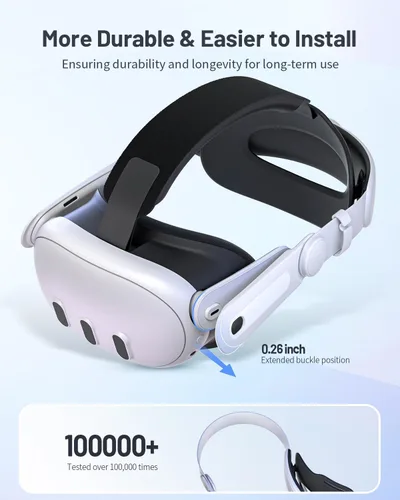 Vista 6 de Zybervr Head Strap for Meta Quest 3, Comfort Elite Strap for Oculus Quest 3 Accessories, Adjustable Lightweight VR Headset Strap Replacement