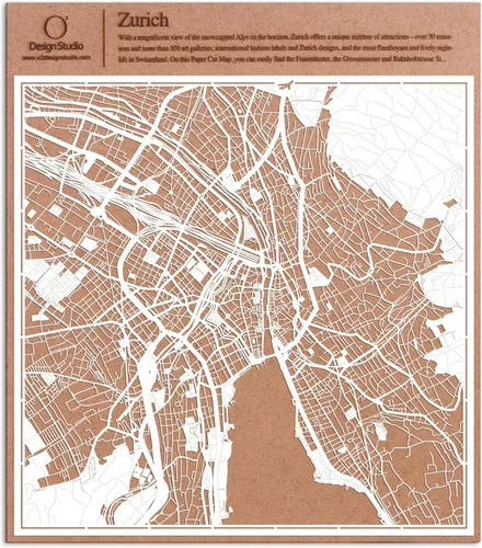 Vista 78 de O3 Design Studio Aberdeen - Mapa de papel cortado en papel blanco de 12 x 12 pulgadas
