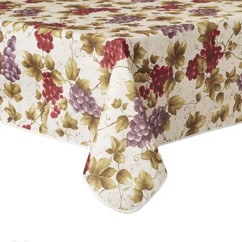 Vista 2 de Violet Linen Mantel de viñedo europeo beige 60 x 84 pulgadas