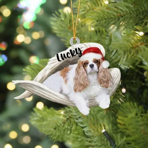 Vista 18 de America Bulldog Sleeping Angel Christmas - Adorno acrílico plano para perro, regalo conmemorativo para perro, adorno personalizado con nombre