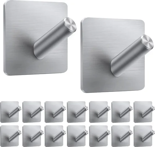 Vista 19 de xdgeLoad Ganchos para toallas de baño, 4 unidades, ganchos de pared resistentes para baños, abrigos, batas, cocina, ganchos autoadhesivos sin Negro