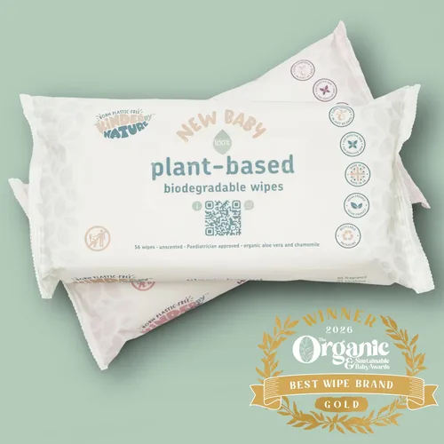 Vista 4 de Kinder by Nature Toallitas para bebés a base de plantas, 100% biodegradables y compostables, 672 unidades (12 paquetes de 56), 99% ingredientes a