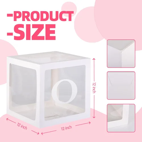 Vista 3 de Decoraciones de Primer Cumpleaños Para Niño o Niña, 3 Piezas Cajas de Globos ONE Para 1er Cumpleaños, Bloques Transparentes Para Bebé Decoración