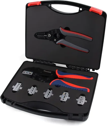 Vista 8 de Newdeli Kit de herramientas de prensado de alambre, 7 piezas, alicates de crimpado de alambre de trinquete para conectores termorretráctiles