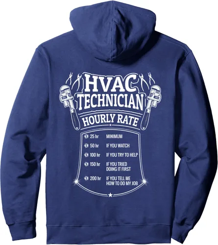 Vista 5 de HVAC Technician - Sudadera con capucha divertida por hora Heat Air Tech, Negro