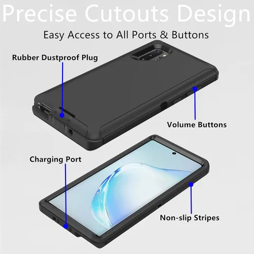 Vista 4 de Funda protectora resistente para Samsung Galaxy Note 10 Plus, a prueba de polvo, a prueba de golpes, protección contra caídas, 3 en 1, para Samsung