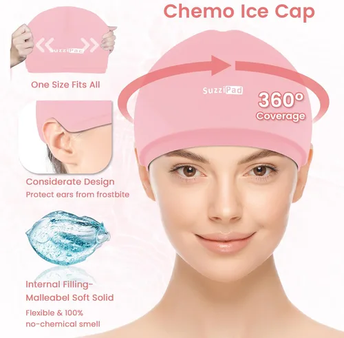 Vista 4 de SuzziPad Paquete de cuidado de quimioterapia para mujeres y hombres, guantes de enfriamiento, calcetines y gorras frías para quimioterapia, ideal