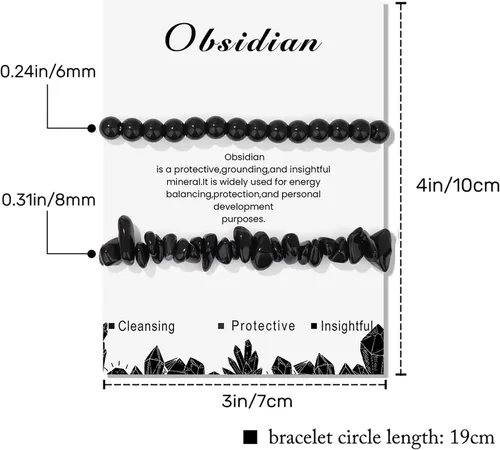 Vista 36 de Pulseras de cristal curativo para mujer, 2 pulseras de piedra natural de 0.236 pulgadas, pulseras elásticas de cuentas de cristal hechas a mano