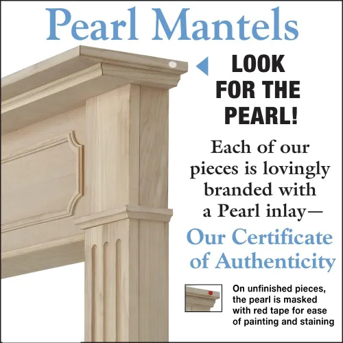 Vista 5 de Pearl Mantels ARYB50111 - Mantel envolvente de madera de estilo transitorio, 50 pulgadas de ancho x 42 pulgadas de alto, sin terminar