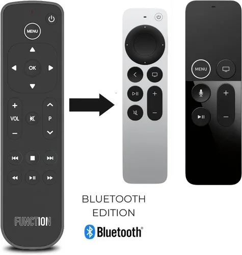 Vista 2 de Function101 F101-ATVRM-BT Control remoto de botón de reemplazo Bluetooth para Apple TV Conectividad BLE e infrarrojos 2 pilas AAA incluidas