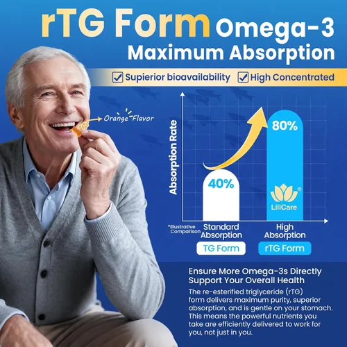 Vista 4 de Gomitas Omega 3 de aceite de pescado de 1500 mg para adultos, triple fuerza con EPA y DHA, COQ10, arroz de levadura roja, suplementos de ácidos
