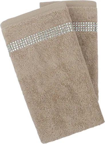 Vista 11 de Sparkles Home Juego de 2 toallas de rayas con punta de dedo, 100% algodón turco, diamantes de imitación de cristal, 13 pulgadas, lavable a máquina