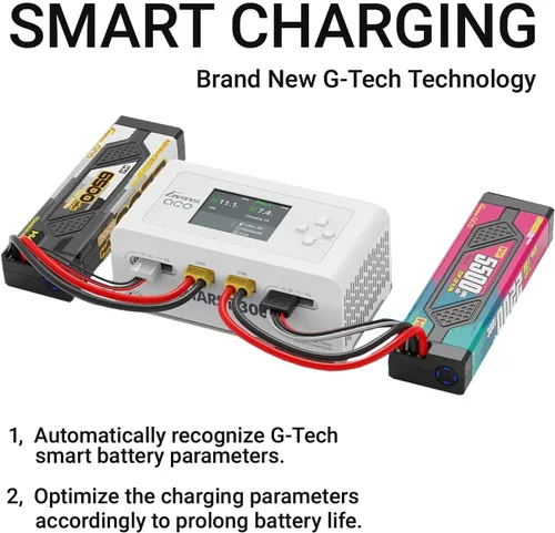 Vista 3 de Lipo Cargador de batería, Gens Ace IMARS D300 Smart Balance Cargador Dual Channel AC 300W / DC 700W (350W* 2) 16A para RC LiPo Li-Ion LiHV Life