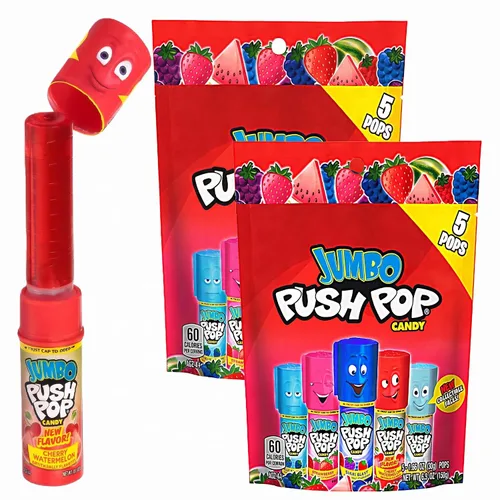 Vista 7 de Push Pop Jumbo Halloween Candy Lollipops, 5 Ct, Strawberry & More