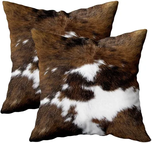 Vista 21 de TOMWISH Juego de 2 fundas de almohada de 16 x 16 pulgadas, diseño de vaca blanca y negra, fundas decorativas para el hogar, cama, sofá, sala