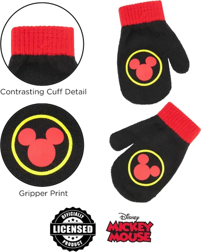 Vista 5 de Disney boys Winter Hat and Mitten Set, Mickey Mouse Toddler Beanie for Ages 2-4