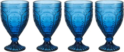 Vista 6 de Fitz and Floyd Vasos de mesa con pie ornamental, juego de 4, Humo