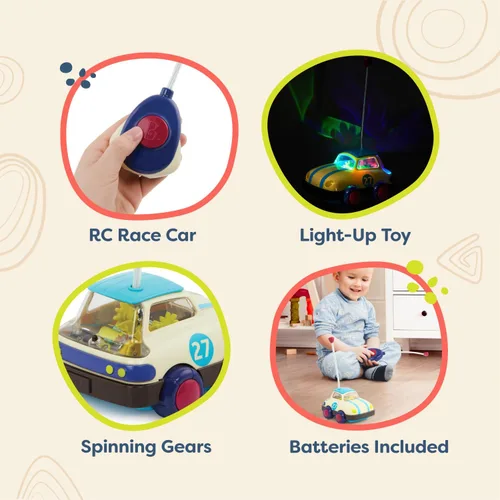 Vista 3 de B. toys Rally Ripster - Coche de control remoto - Coche RC para niños pequeños, niños - Coche de juguete ligero - Vehículo de juguete - Más de 12