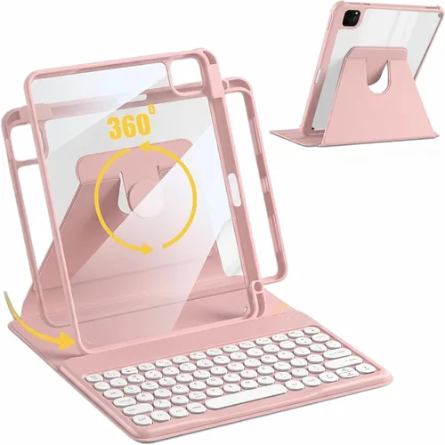 Vista 12 de Funda para iPad de 9ª/8ª/7ª generación con teclado de 10.2 pulgadas, cubierta inteligente giratoria con teclado Bluetooth magnético desmontable