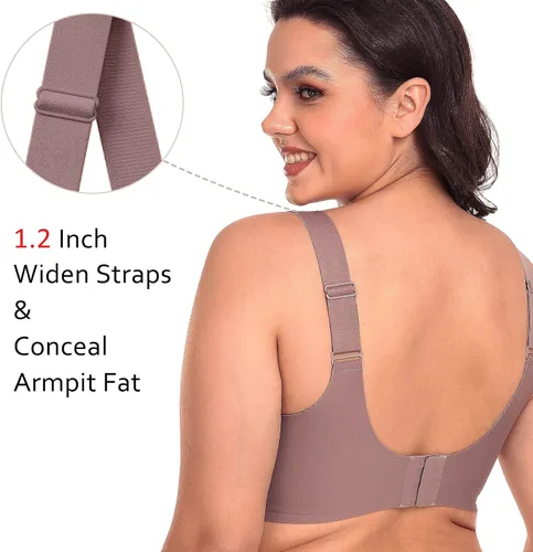Vista 5 de Sujetadores suaves y sedosos para mujer, sin varillas, cobertura completa, brasier ultra cómodo, con extensor de brasier extra