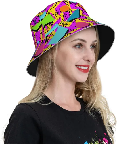 Vista 4 de Sombreros retro de moda de los años 80 y 90 para mujeres y hombres, traje de fiesta de festival rave