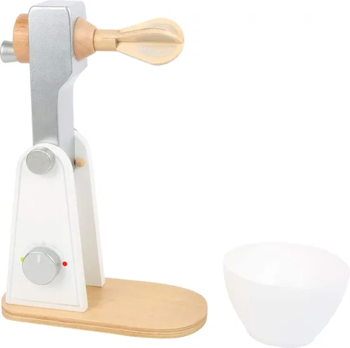 Vista 3 de Small Foot Wooden Toys - Mezclador de madera con parte superior móvil y cuenco agitador para cocinas de juego diseñado para niños a partir de 3