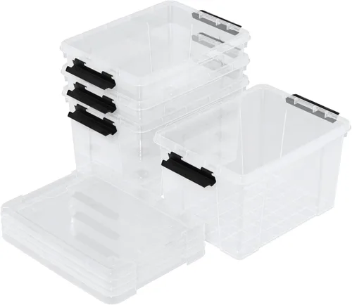 Vista 7 de Caja de almacenamiento de plástico transparente de 22 cuartos de galón con ruedas, contenedores de almacenamiento de plástico con tapas