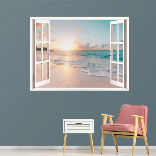 Vista 44 de IDEA4WALL Adhesivo mural removible para pared, arena blanca tropical, playa, orilla, palmera, naturaleza, desierto, fotografía, arte moderno