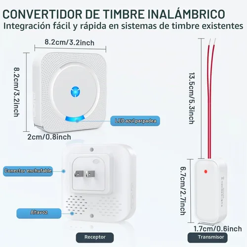 Vista 5 de Extensor de timbre inalámbrico con receptor para timbre con cable existente