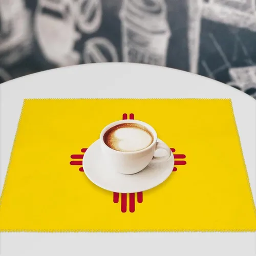 Vista 7 de New Mexico State Flag Placemats Set of 6 Resistant Table Mats Washable Place Mats for Dinner Party Table Decoration