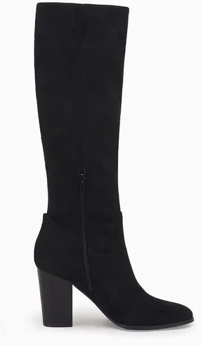 Vista 3 de Coutgo Botas altas de gamuza sintética para mujer, con cremallera lateral, tacón grueso, elásticas, botas de invierno