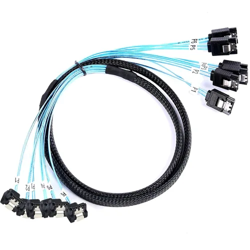 Vista 9 de ADCAUDX Cable SATA-III: 1.6 ft, 4 unidades/juego delgado de 90 grados SATA de ángulo recto SAS 6 Gbps datos en ángulo recto