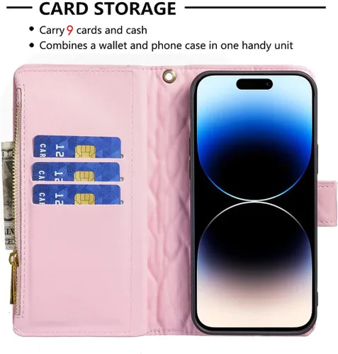 Vista 4 de Asuwish Funda de teléfono para iPhone 14 Pro de 6.1 pulgadas con protector de pantalla de vidrio templado y tarjetero de cuero con tapa