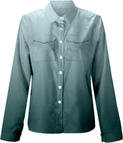 Vista 4 de Camiseta de manga hasta el codo para mujer, camiseta sin mangas con cuello en V, casual, con botones, para mujer