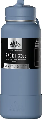 Vista 12 de Hydrapeak Botella de agua deportiva aislada de 32 onzas con tapa con popote, a prueba de fugas y derrames, mantiene las bebidas frías durante 24