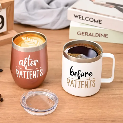 Vista 3 de Regalos LiqCool para Enfermeras y Asistentes Dentales - Taza de 12oz y Vaso de Vino para Enfermeras, Médicos, Dentistas y Médicos - Regalo