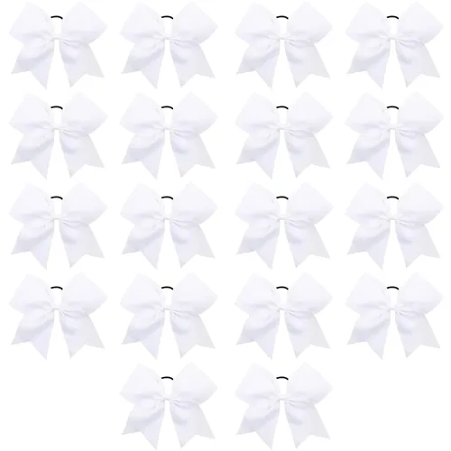 Vista 19 de 18 PCS 8" Large American Flag Cheer Hair Bows Ponytail Holder Elastic Band Handmade for Cheerleaders Teen Girls College Sports